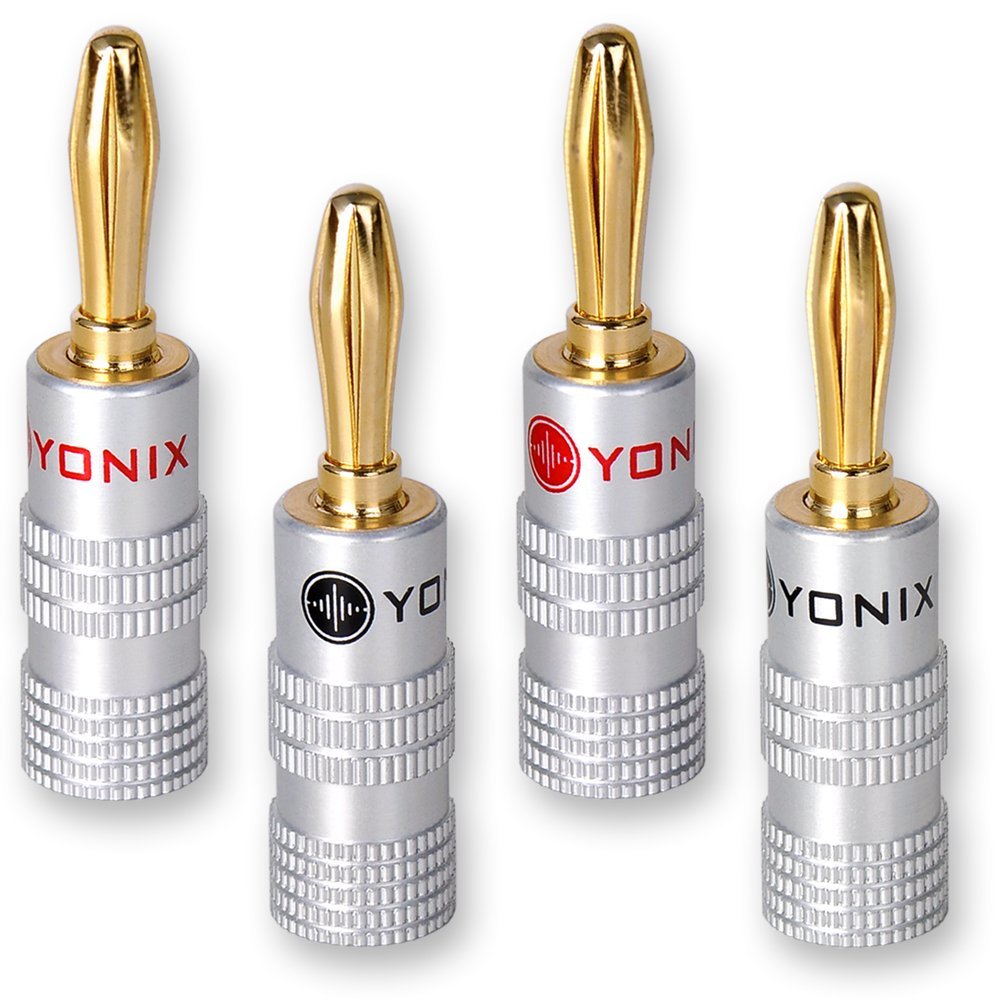 Yonix 16 x High End Bananenstecker 24K vergoldet für Kabel bis 6mm²