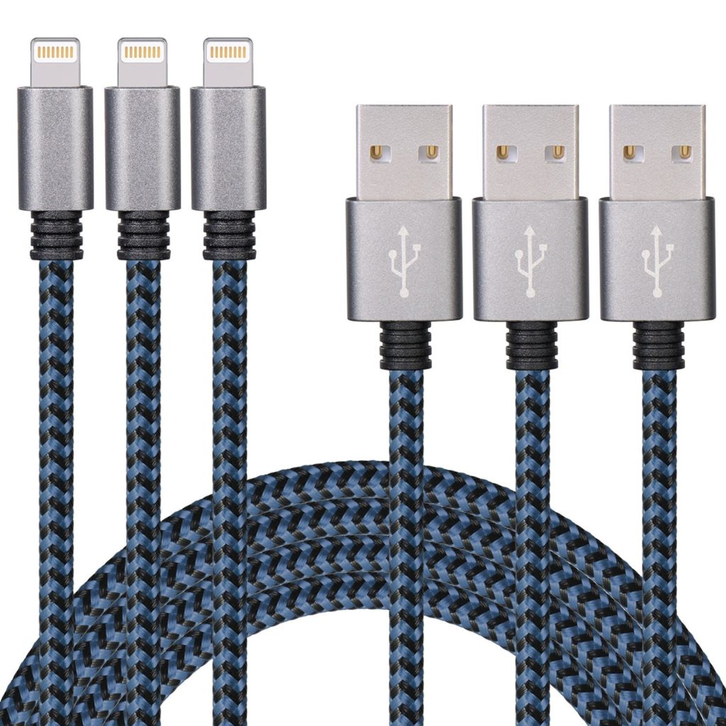 Bkayp Caricabatterie per iPhone [certificato Apple MFi] Confezione da 3 cavi Lightning per ricarica rapida in nylon intrecciato per iPhone 14/13/12/ 11/X/Xs/XR/8/7/6//6s/5/SE Pro/Max/Pro Max/Plus/Mini