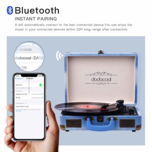 dodocool Plattenspieler, Tragbarer Vinyl-Plattenspieler mit Bluetooth