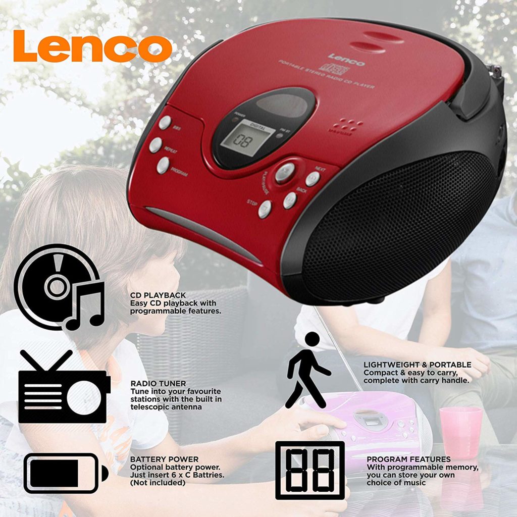 Lenco SCD24 CDPlayer für Kinder CDRadio Stereoanlage Boombox UKW Radiotuner Titel