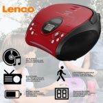 Lenco SCD24 - CD-Player für Kinder - CD-Radio - Stereoanlage - Boombox - UKW Radiotuner - Titel Speicher - 2 x 1,5 W RMS-Leistung - Netz- und Batteriebetrieb - Rot